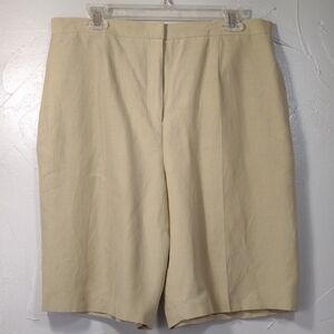 Josephine Chaus Cream Silk-linen Blend High-Rise Bermudas Women's 16